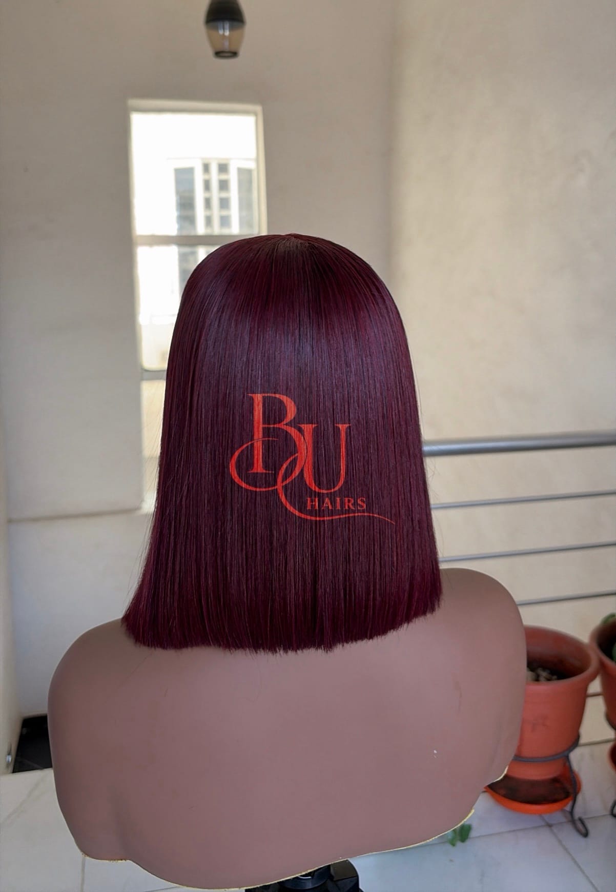 Burgundy Bone Straight Wig | 2x6 Closure 3 Burgundy Bone Straight Wig | 2x6 Closure - Image 3