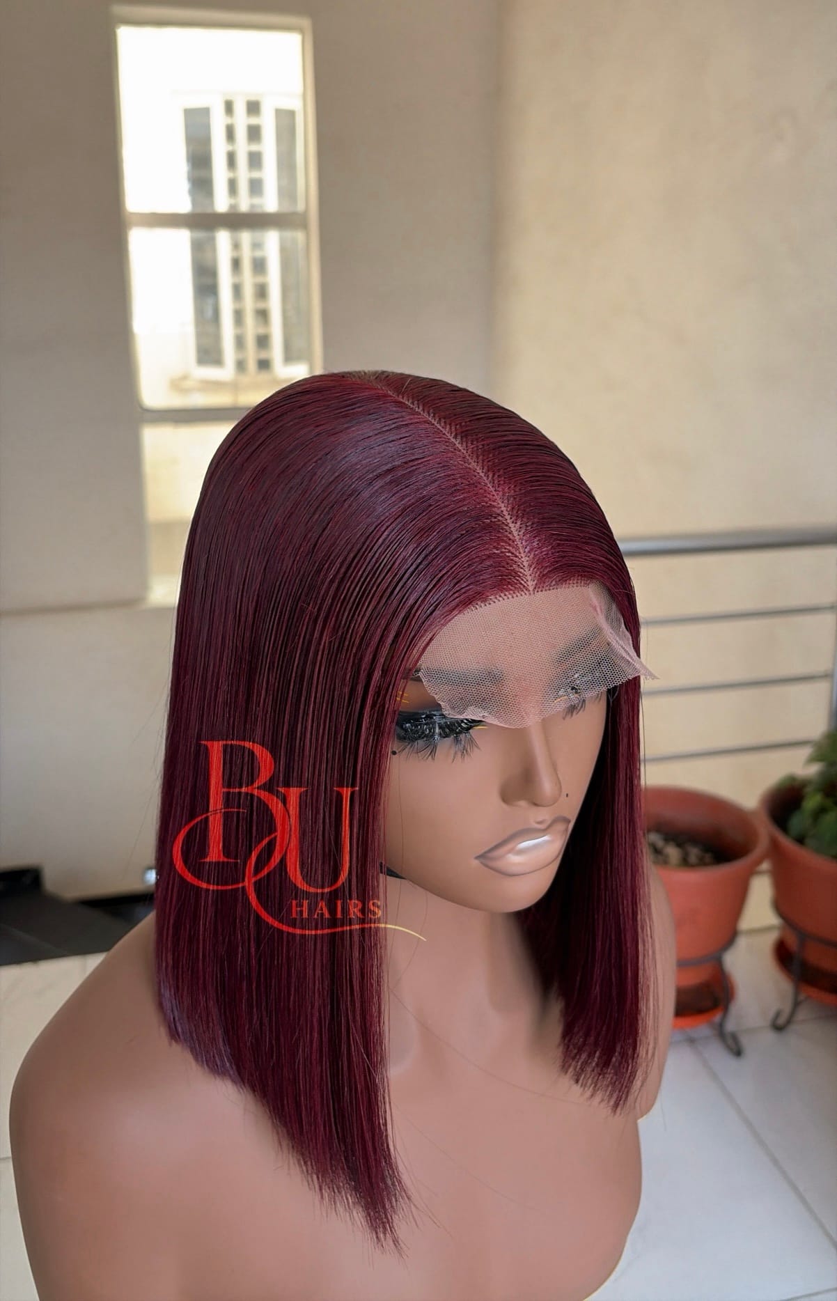 Burgundy Bone Straight Wig | 2x6 Closure 2 Burgundy Bone Straight Wig | 2x6 Closure - Image 2