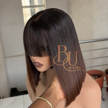 Ombre Tone Fringe Bone Straight Wig