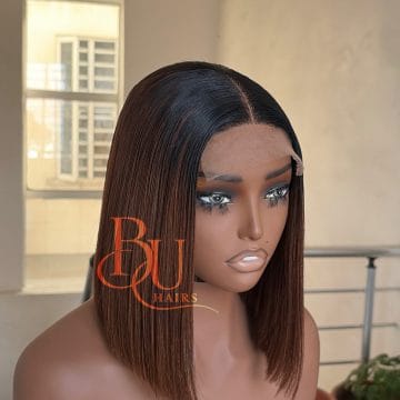 Brown Bone Straight Wig | 2x4 Dark Roots