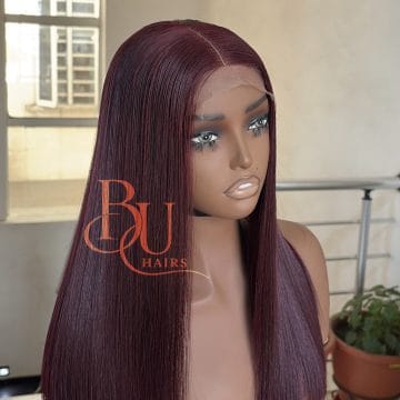 Burgundy Bone Straight Wig | 2x4 Closure | 16”