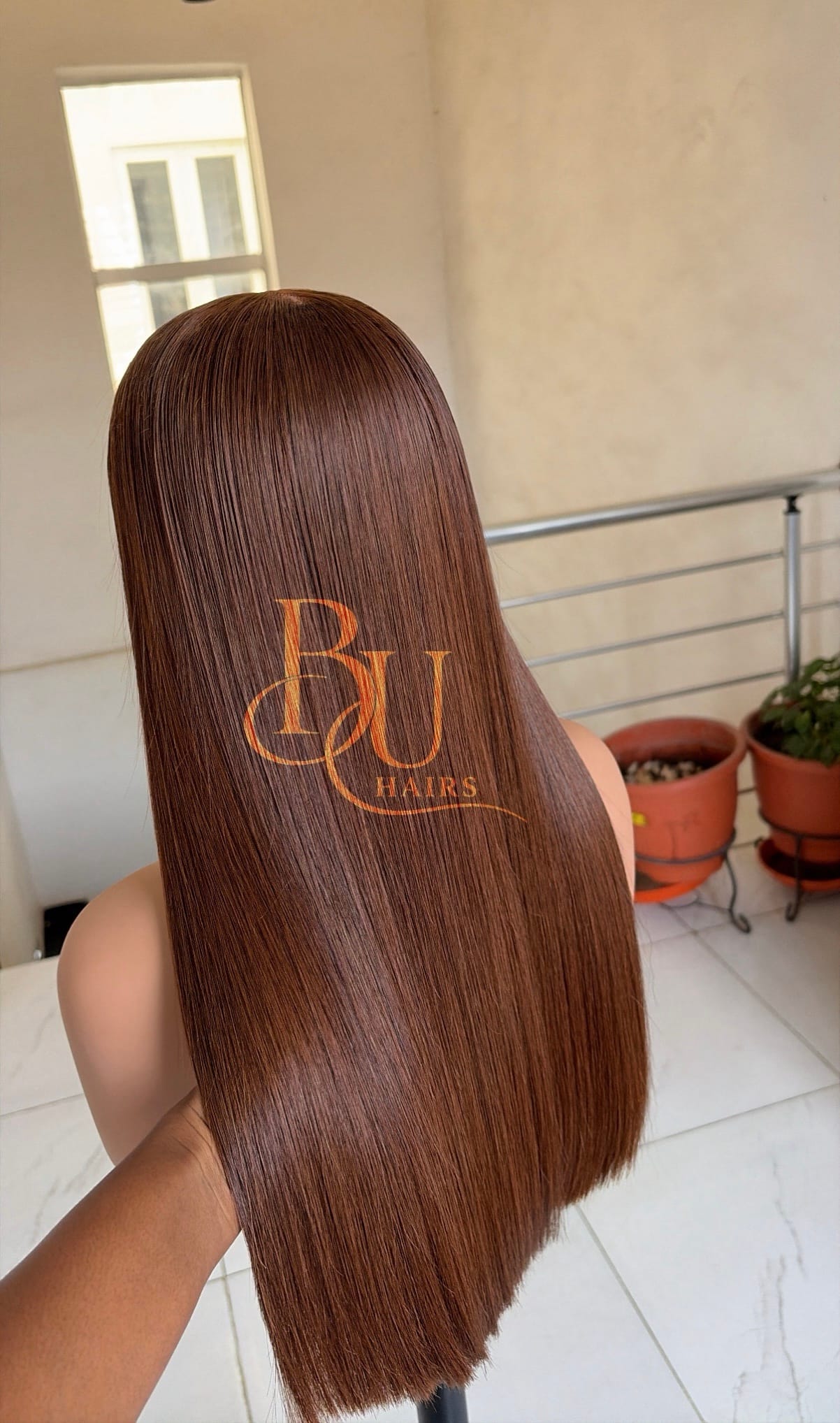 Brown Fringe Bone Straight Wig | 20” 2 Brown Fringe Bone Straight Wig | 20” - Image 2