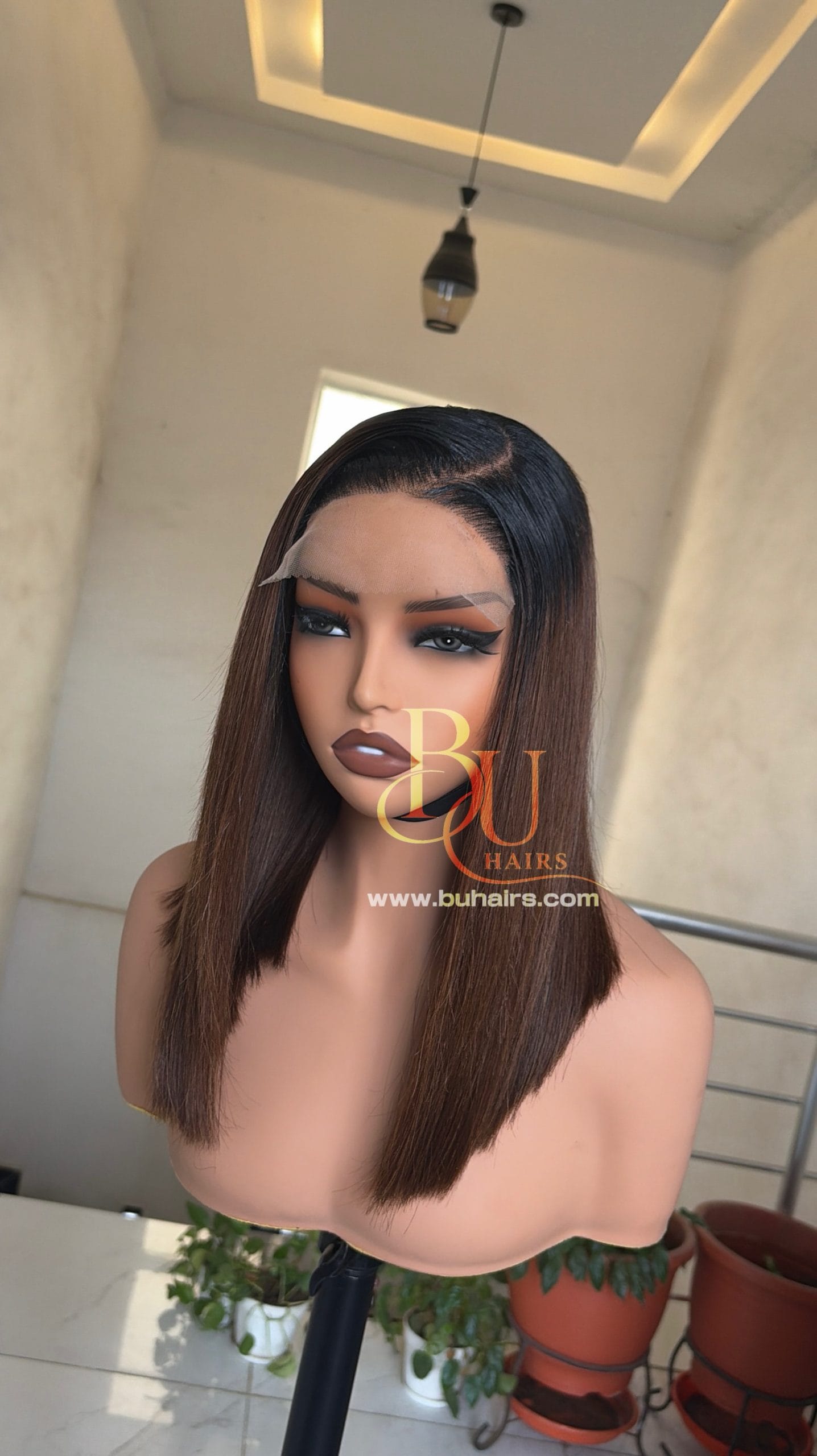 Brown Straight Wig | 5x5 Dark Roots | 14” 4 Brown Straight Wig | 5x5 Dark Roots | 14” - Image 4