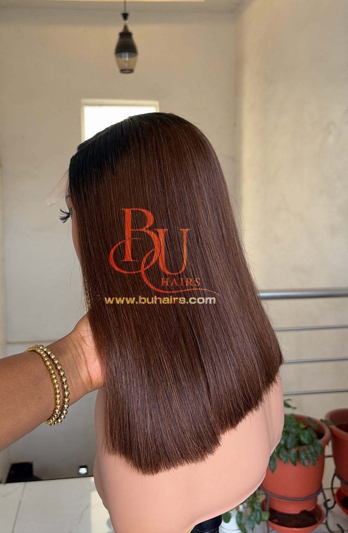 Brown Straight Wig | 5x5 Dark Roots | 14” 2 Brown Straight Wig | 5x5 Dark Roots | 14” - Image 2