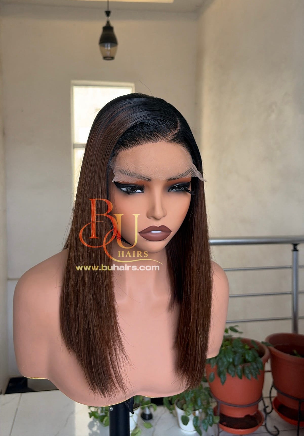 Brown Straight Wig | 5x5 Dark Roots | 14” 3 Brown Straight Wig | 5x5 Dark Roots | 14” - Image 3