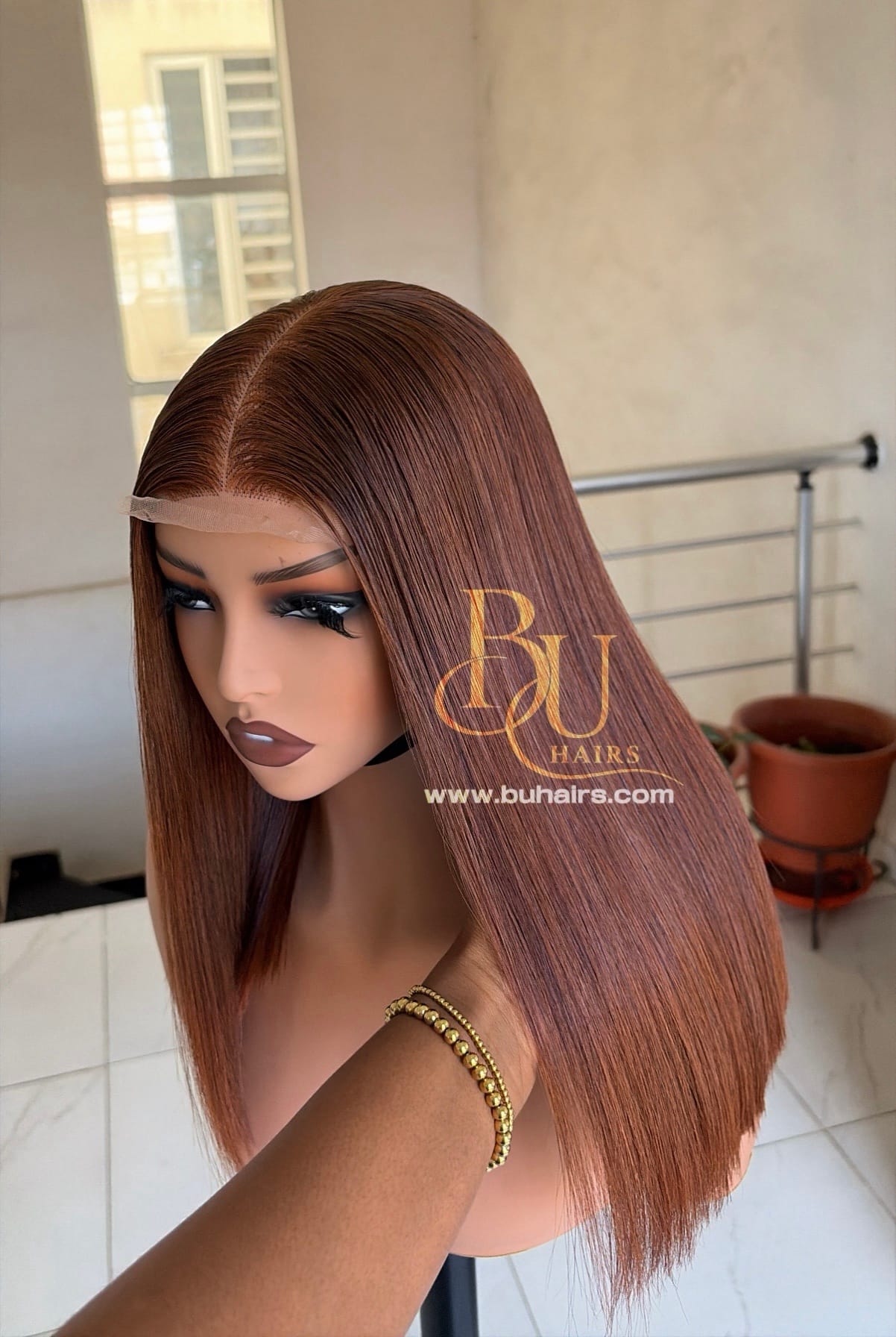 Brown Bone Straight Wig | 2x6 Closure | 14” 3 Brown Bone Straight Wig | 2x6 Closure | 14” - Image 3